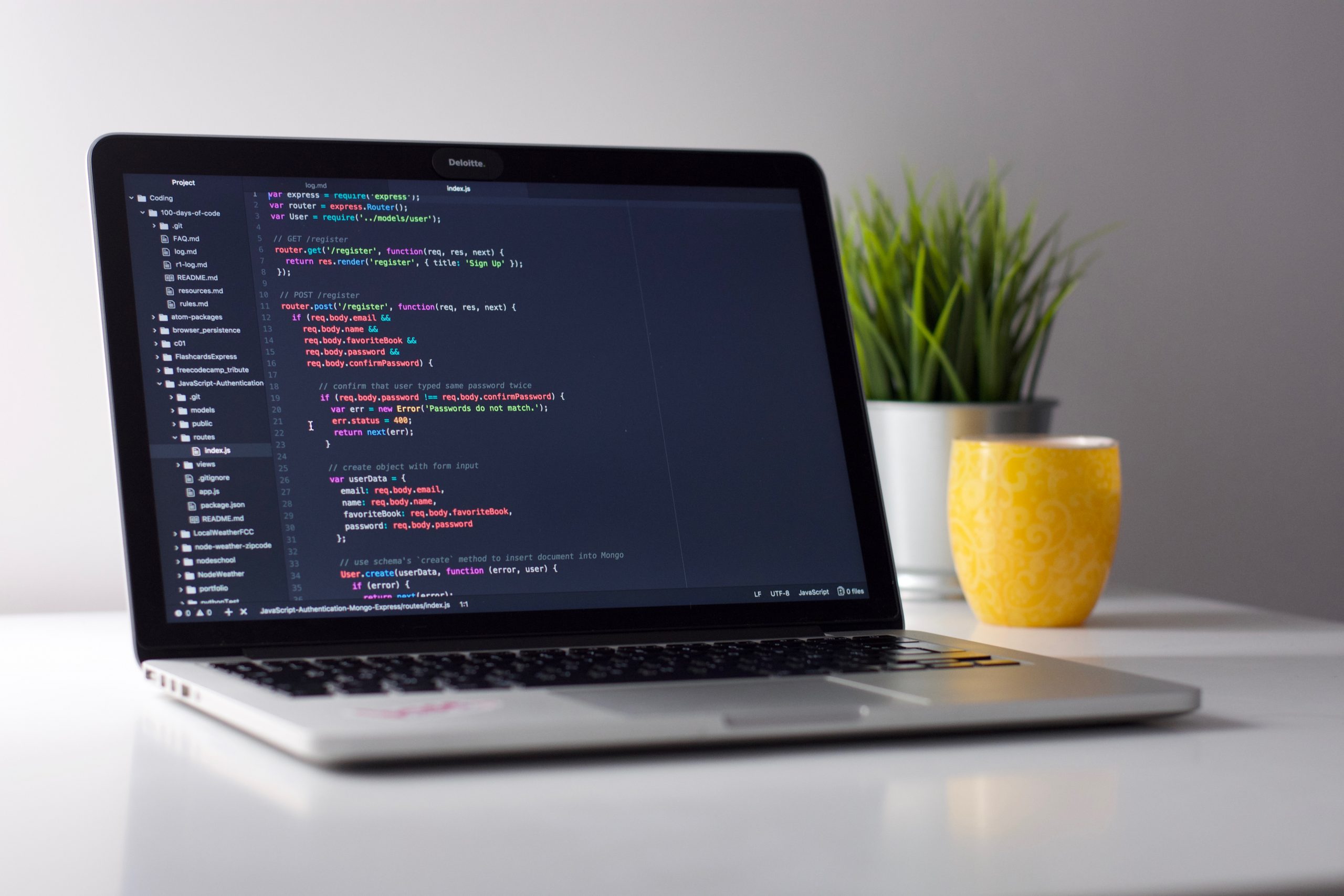 Laptop with coding