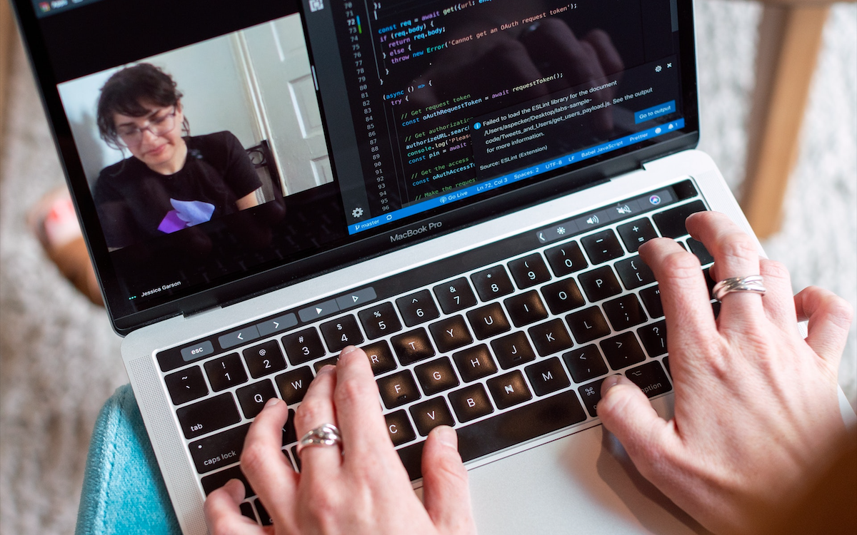 Person on laptop video chatting
