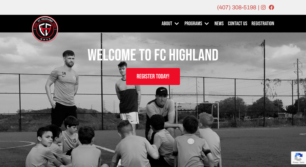 Screenshot of FC Highland website