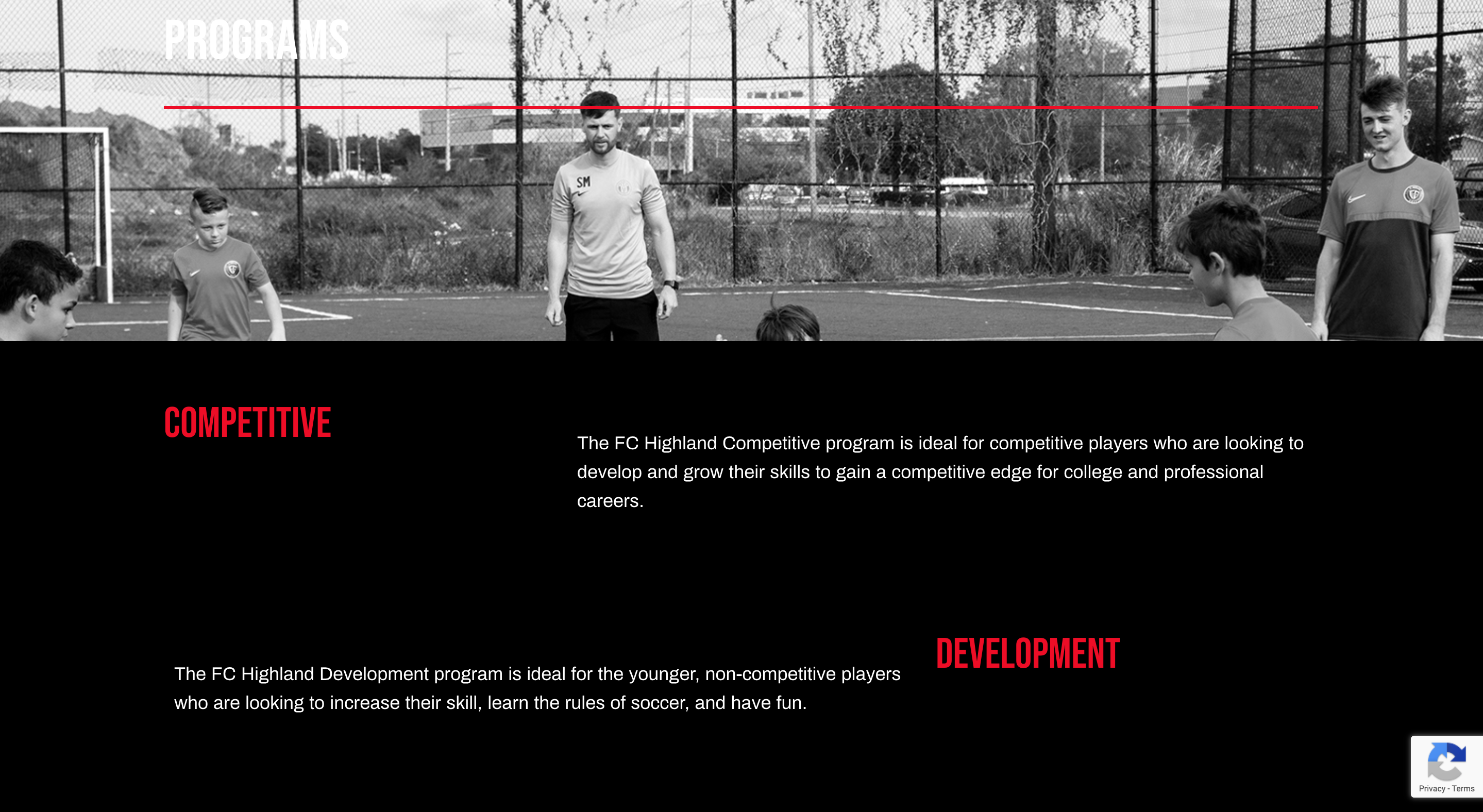 Screenshot of FC Highland website