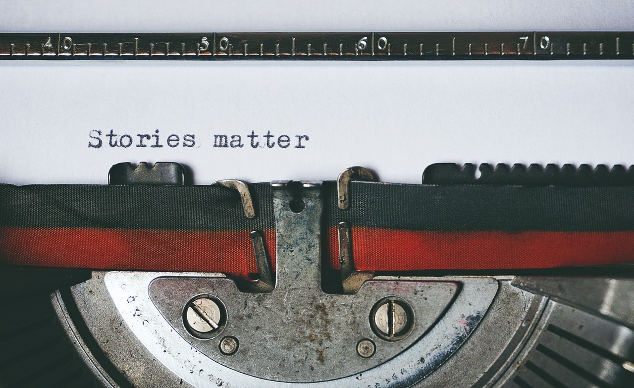 Typewritter saying stories matter