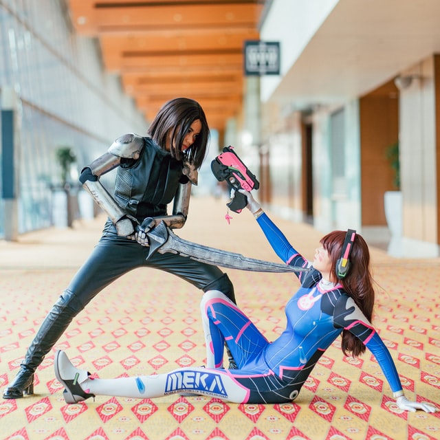 cosplay fight at convention center